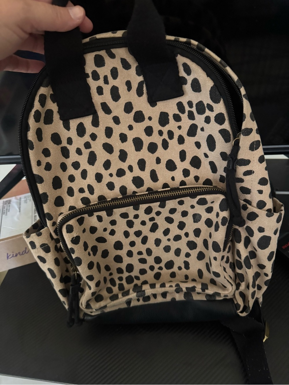Universal Thread Beige and Black Leopard Print Mini Backpack